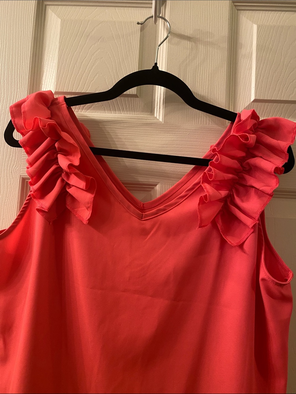 Zenana Coral Ruffle Strap V-Neck Sleeveless Top - Picture 2 of 4